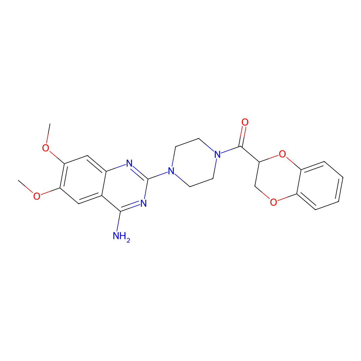Doxazosin molecular structure, CAS 74191-85-8