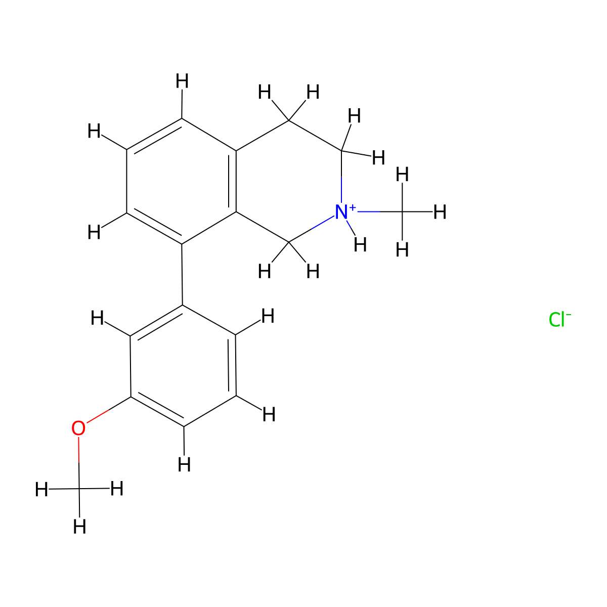 Isoquinoline, 1,2,3,4-tetrahydro-8-(m-methoxyphenyl)-2-methyl-, hydrochloride molecular structure, CAS 74192-77-1