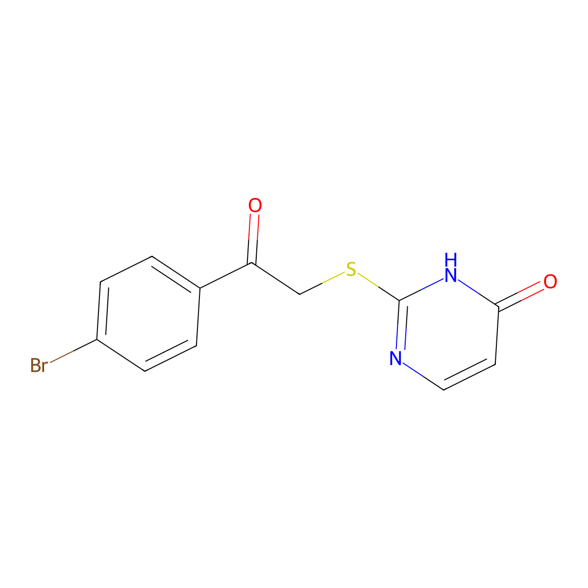 1-(4-Bromophenyl)-2-((4-hydroxypyrimidin-2-yl)thio)ethanone molecular structure, CAS 74195-45-2