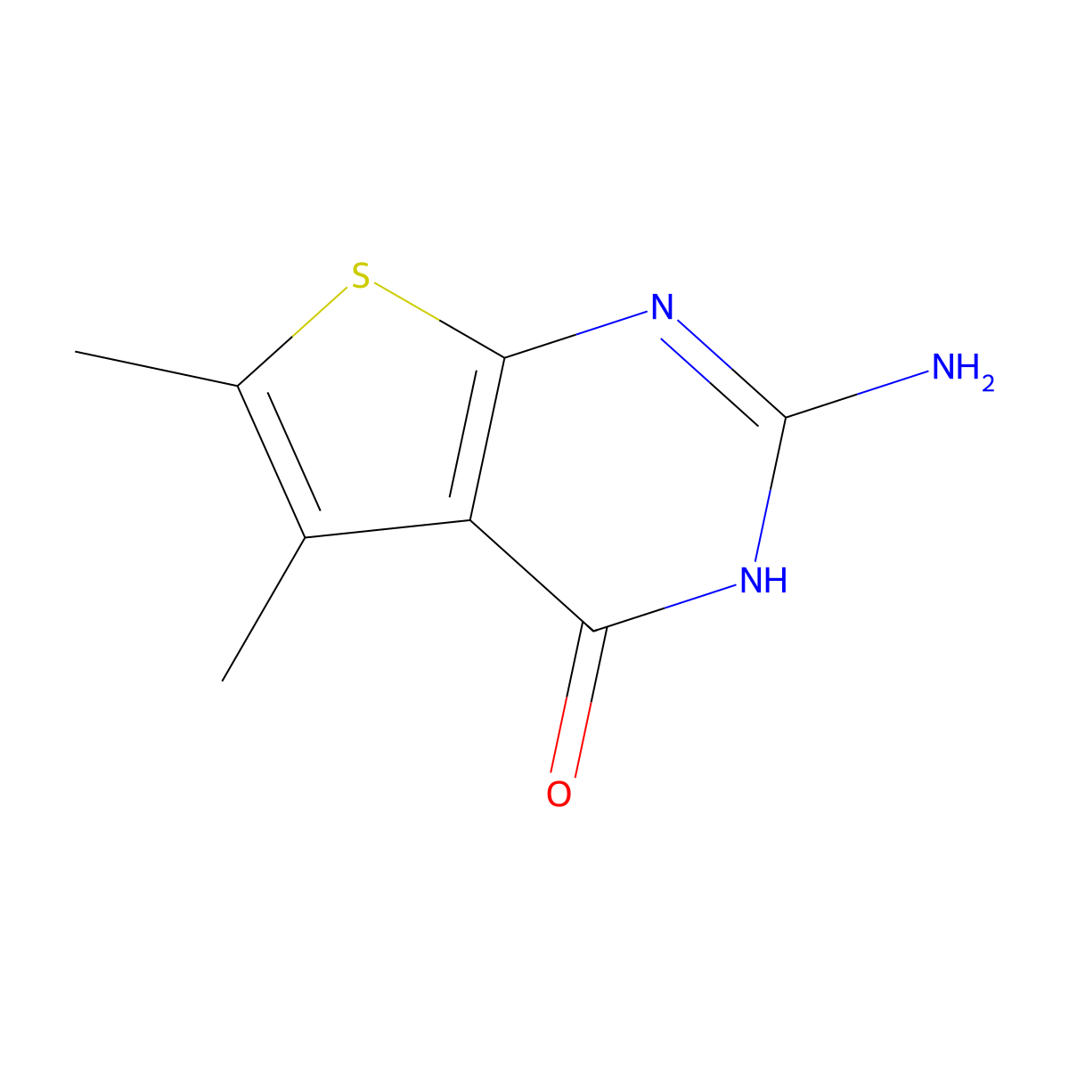 2-amino-5,6-dimethyl-3H,4H-thieno[2,3-d]pyrimidin-4-one molecular structure, CAS 74195-48-5
