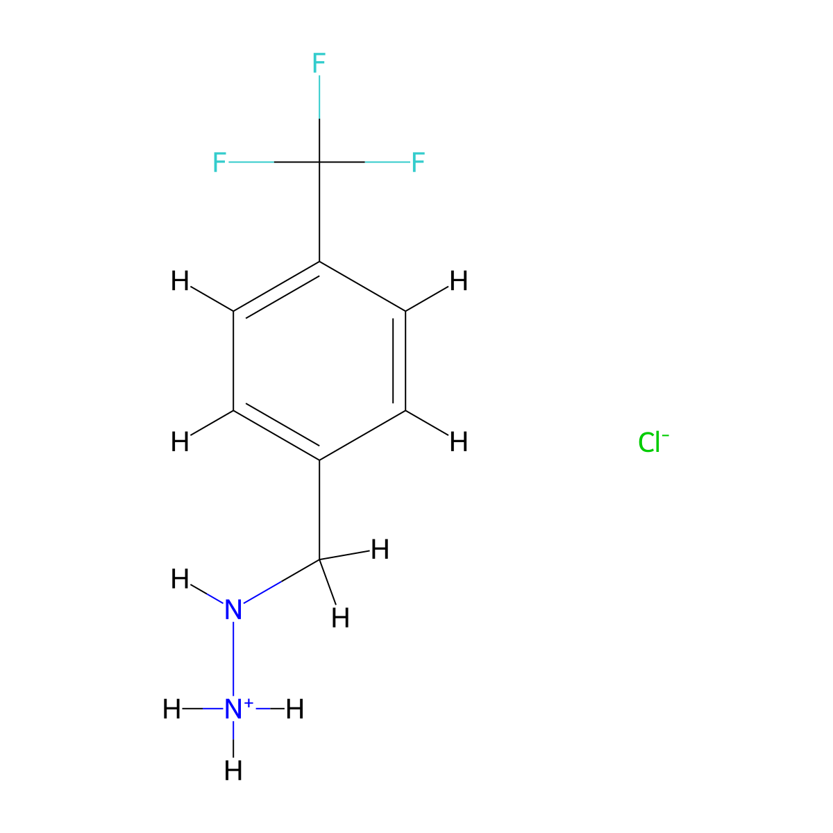 Hydrazine, (p-trifluoromethyl)benzyl-, hydrochloride molecular structure, CAS 74195-71-4