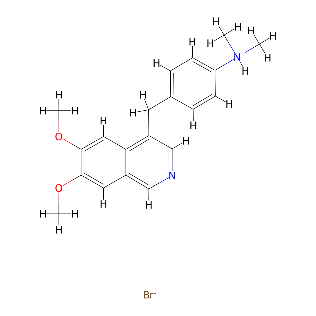 Benzenamine, 4-((6,7-dimethoxy-4-isoquinolinyl)methyl)-N,N-dimethyl-, hydrobromide (1:1) molecular structure, CAS 74195-72-5