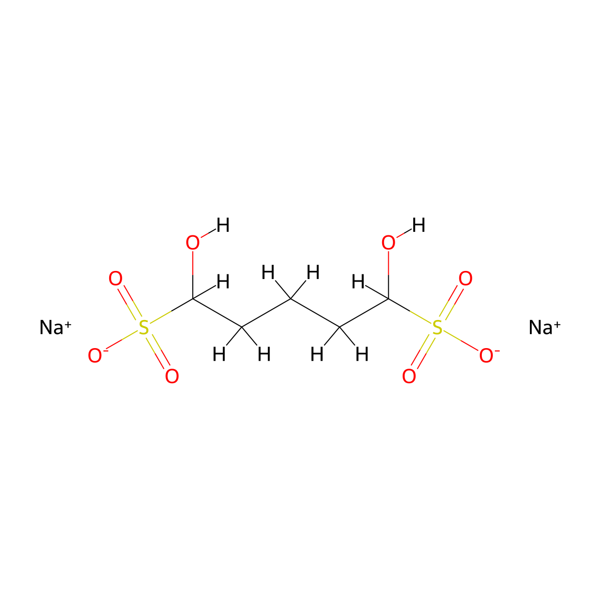 Disodium 1,5-dihydroxypentane-1,5-disulphonate molecular structure, CAS 7420-89-5