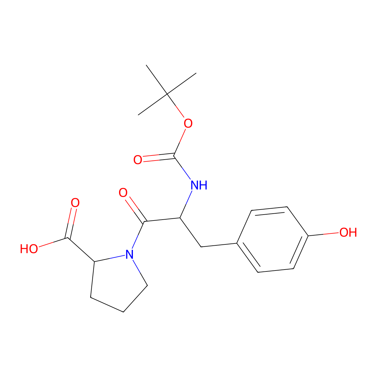 (2S)-1-[(2S)-2-{[(tert-butoxy)carbonyl]amino}-3-(4-hydroxyphenyl)propanoyl]pyrrolidine-2-carboxylic acid molecular structure, CAS 74201-47-1