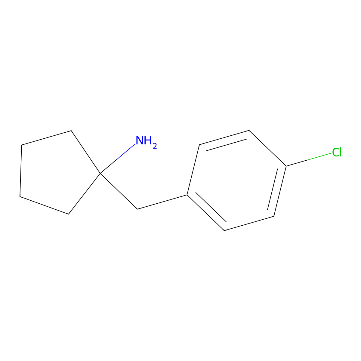 1-((4-Chlorophenyl)methyl)cyclopentan-1-amine molecular structure, CAS 742010-38-4