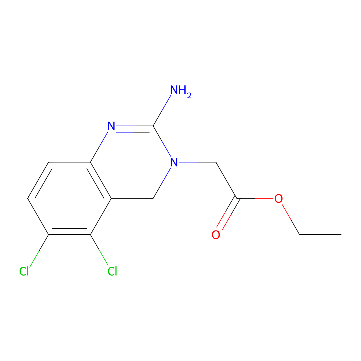 2-amino-5,6-dichloro-3(4H)-Quinazolineacetic acid ethyl ester molecular structure, CAS 742010-46-4