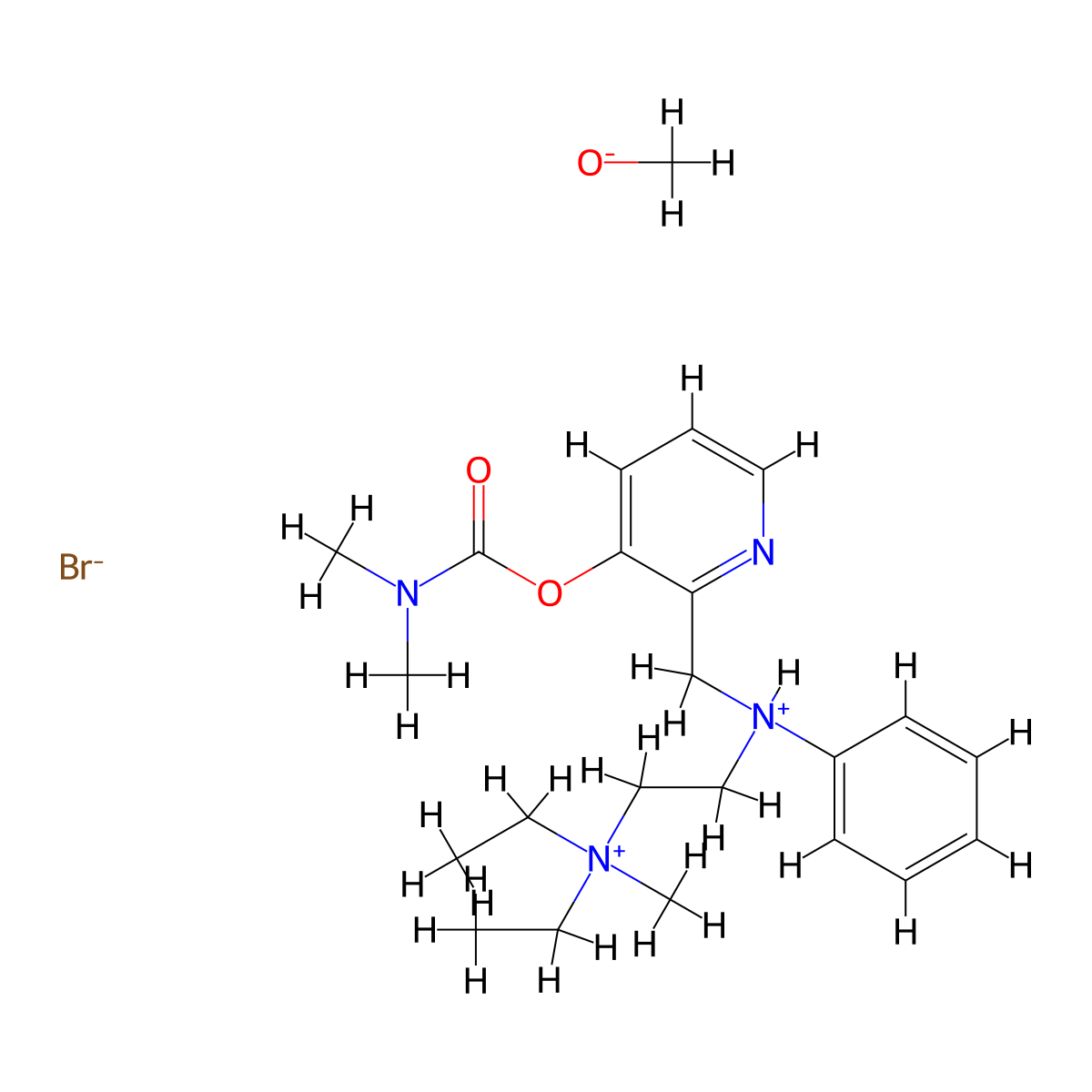 Ammonium, diethyl((N-(3-hydroxy-2-pyridyl)methyl-N-phenylamino)ethyl)methyl-, bromide, dimethylcarbamate (ester), methanoate molecular structure, CAS 74203-53-5