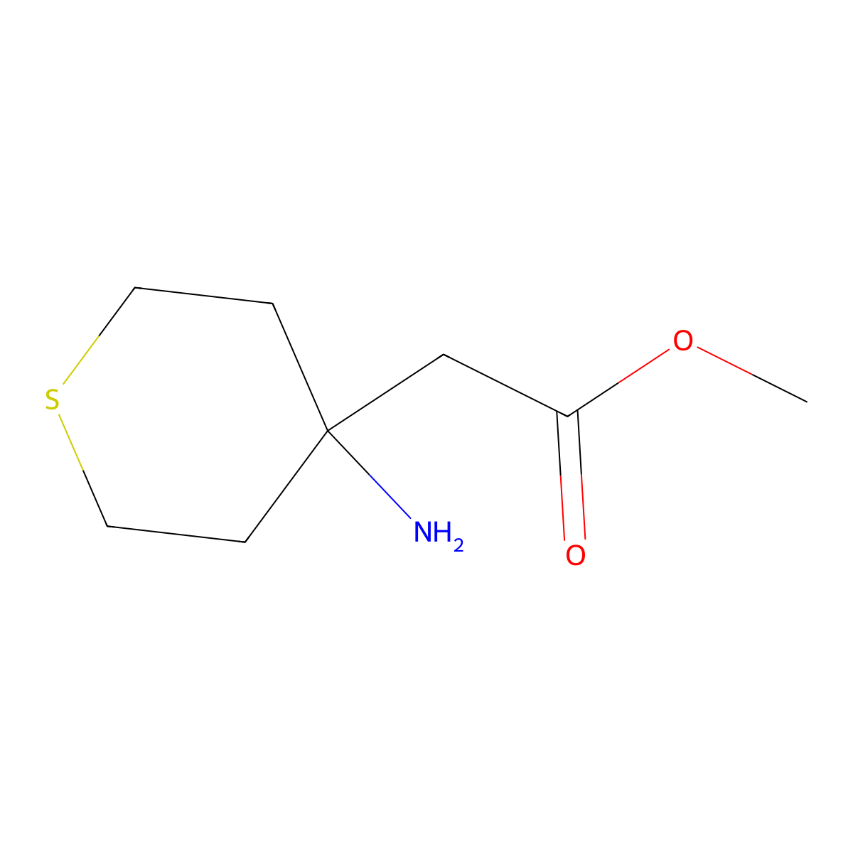 Methyl 2-(4-aminothian-4-yl)acetate molecular structure, CAS 742048-28-8