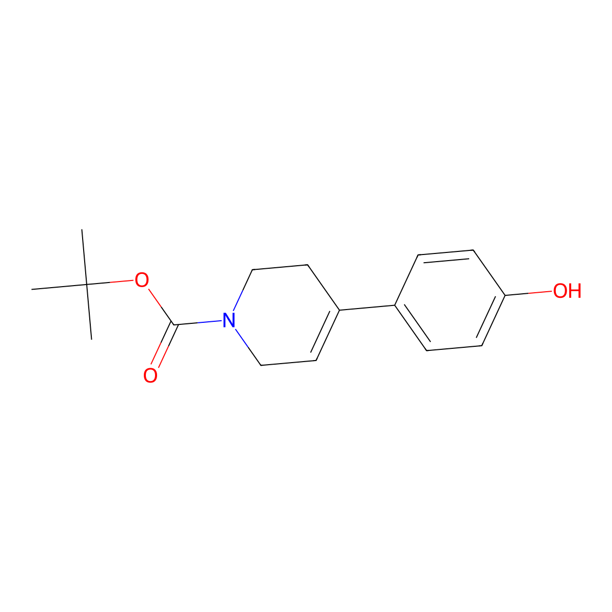 Tert-butyl 4-(4-hydroxyphenyl)-1,2,3,6-tetrahydropyridine-1-carboxylate molecular structure, CAS 742067-11-4