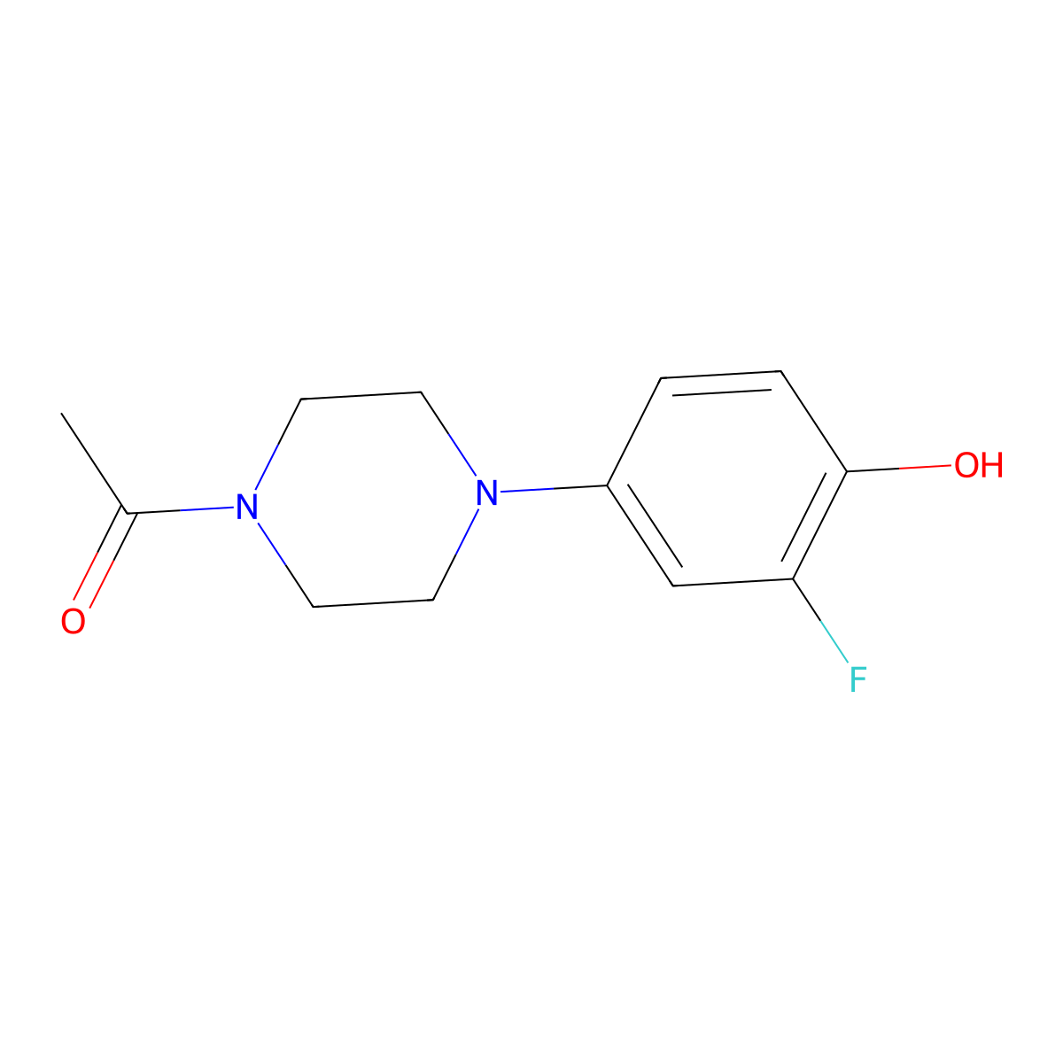 1-(4-(3-Fluoro-4-hydroxyphenyl)piperazin-1-yl)ethanone molecular structure, CAS 742067-12-5