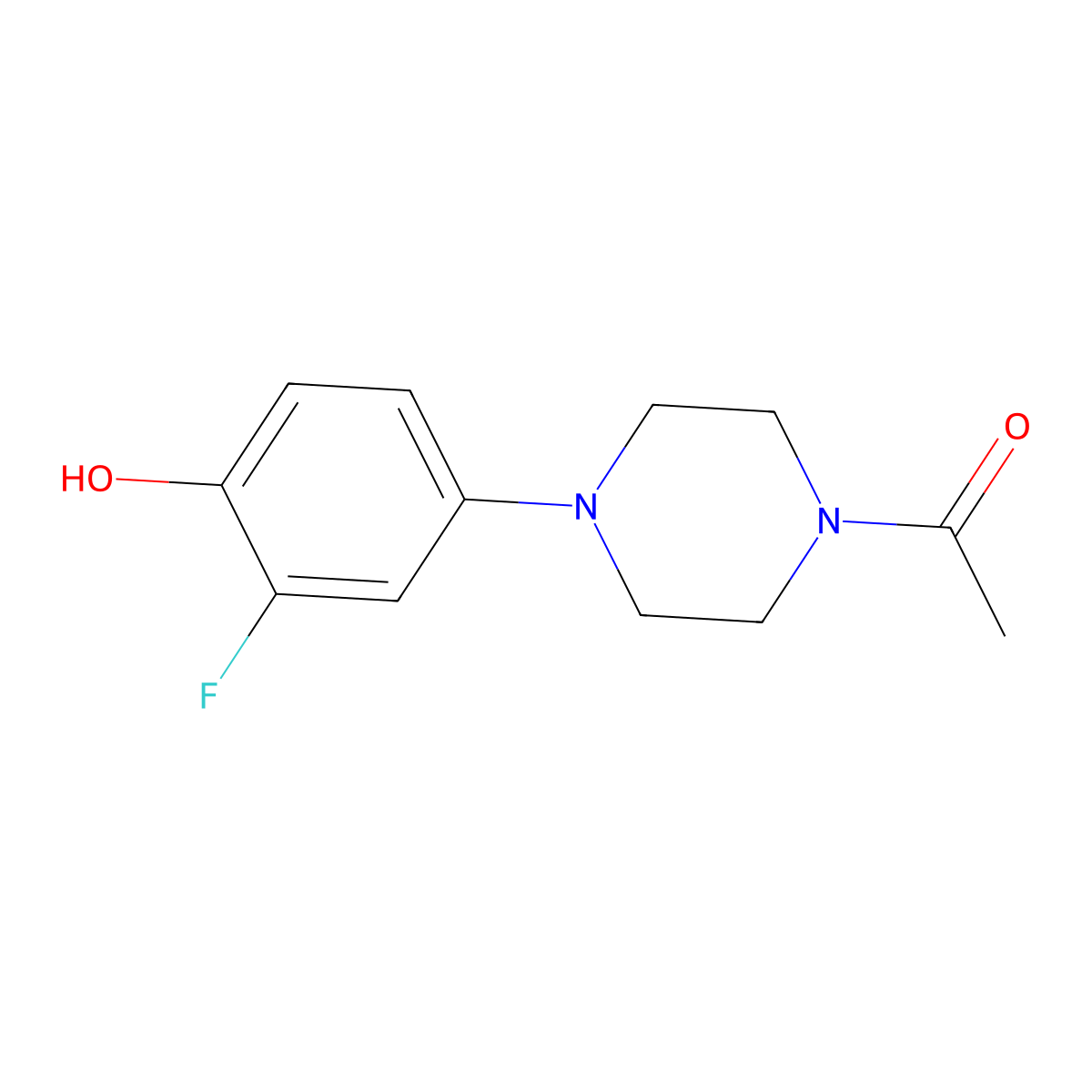 1-(4-(3-Fluoro-4-hydroxyphenyl)piperazin-1-yl)ethanone molecular structure, CAS 742067-12-5