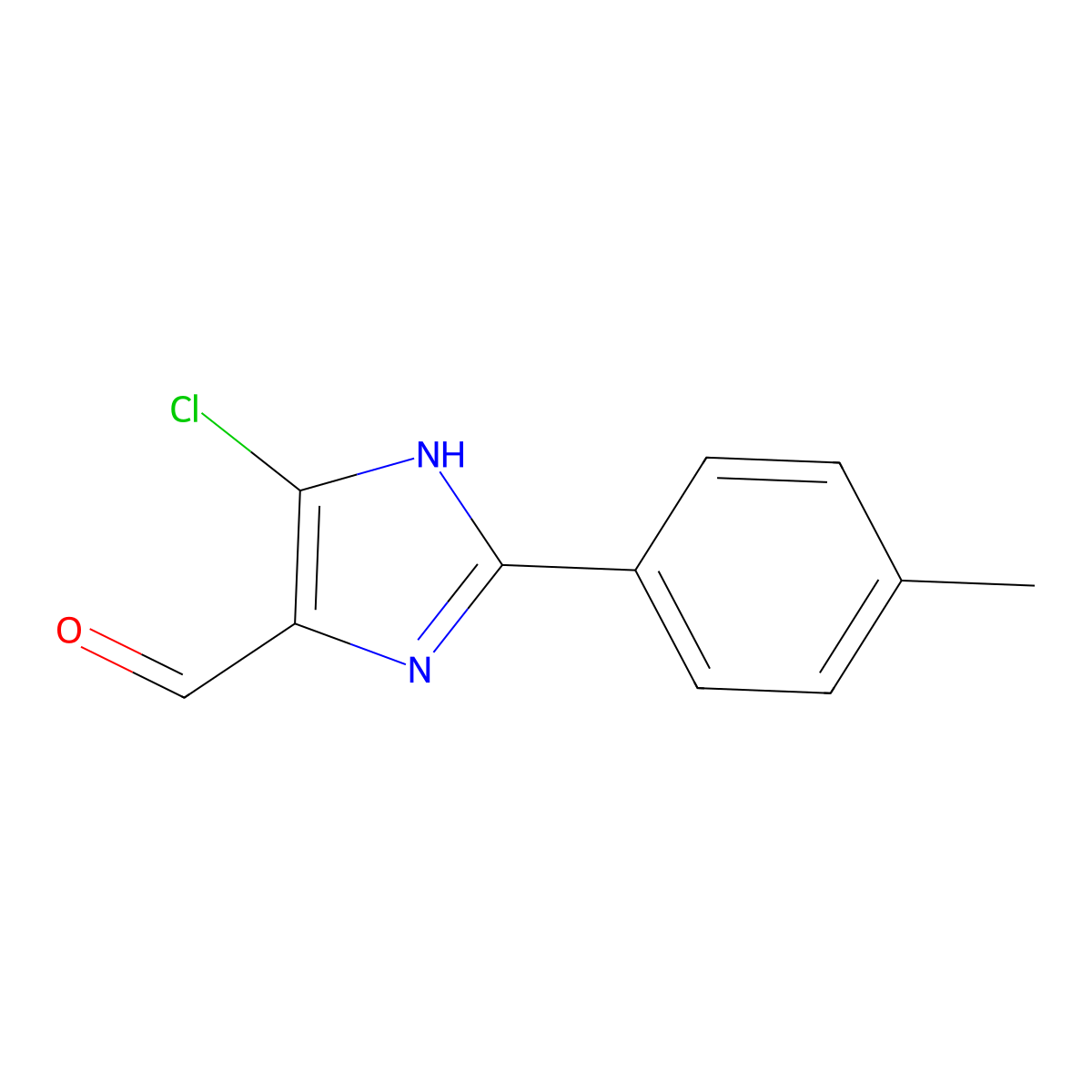 5-chloro-2-(4-methylphenyl)-1H-imidazole-4-carbaldehyde molecular structure, CAS 74207-83-3