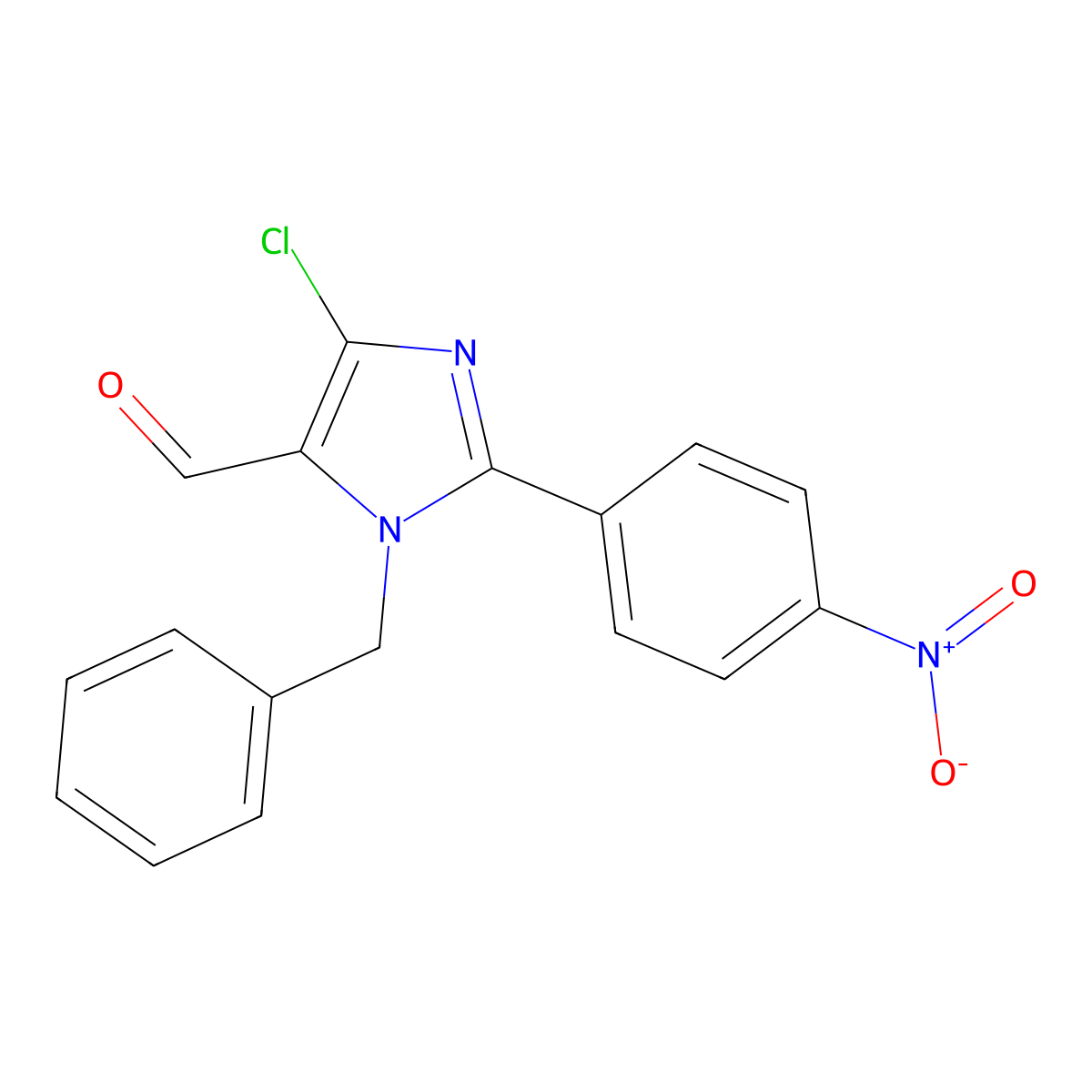 1-benzyl-4-chloro-2-(4-nitrophenyl)-1H-imidazole-5-carbaldehyde molecular structure, CAS 74207-88-8
