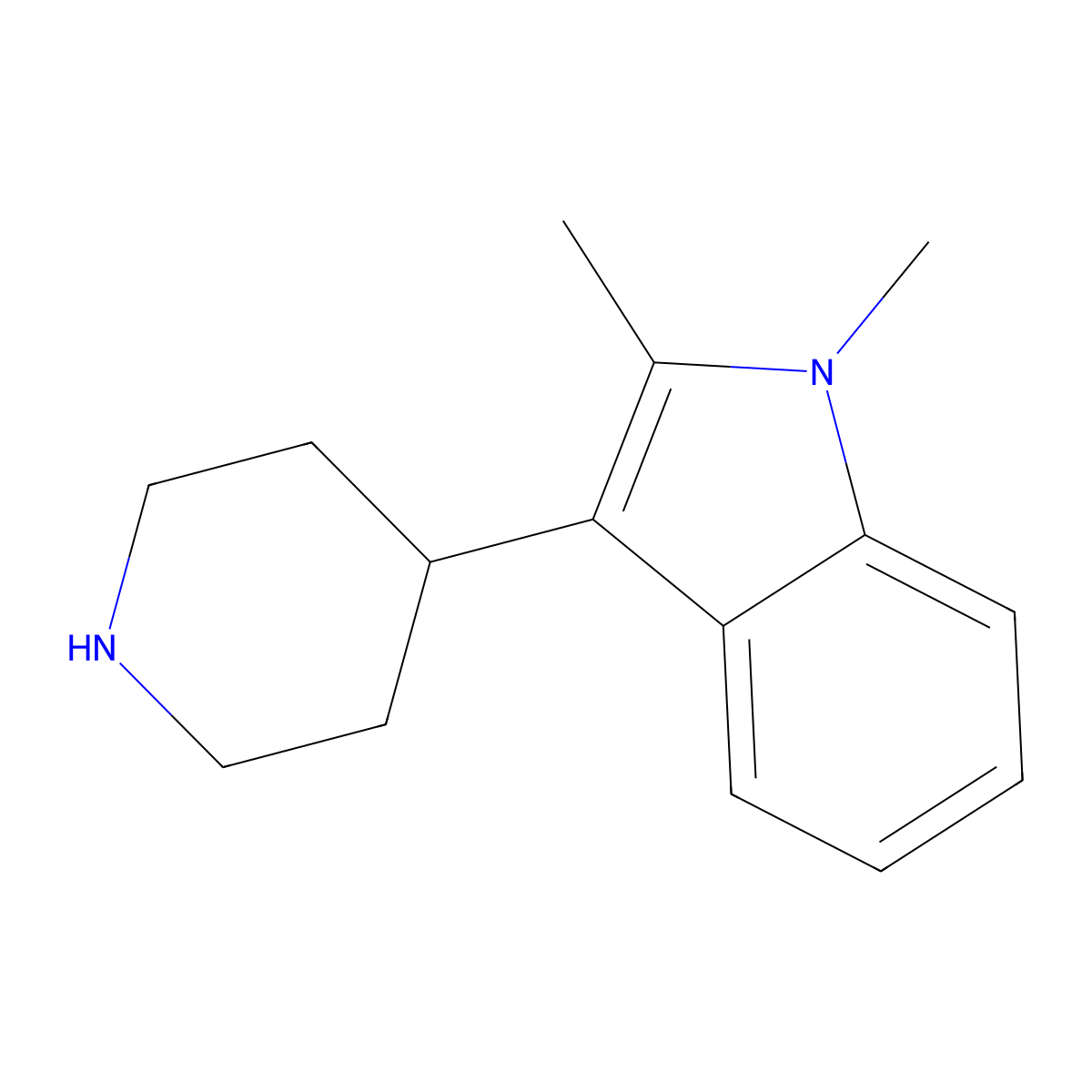1,2-dimethyl-3-(piperidin-4-yl)-1H-indole molecular structure, CAS 742075-83-8