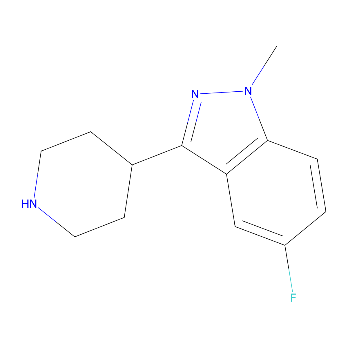 5-Fluoro-1-methyl-3-(piperidin-4-yl)-1H-indazole molecular structure, CAS 742075-92-9