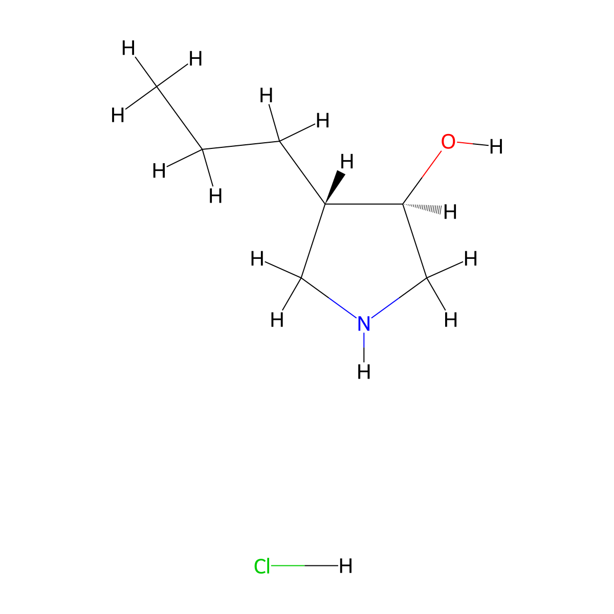 (3R,4S)-4-Propylpyrrolidin-3-ol hydrochloride molecular structure, CAS 742079-55-6
