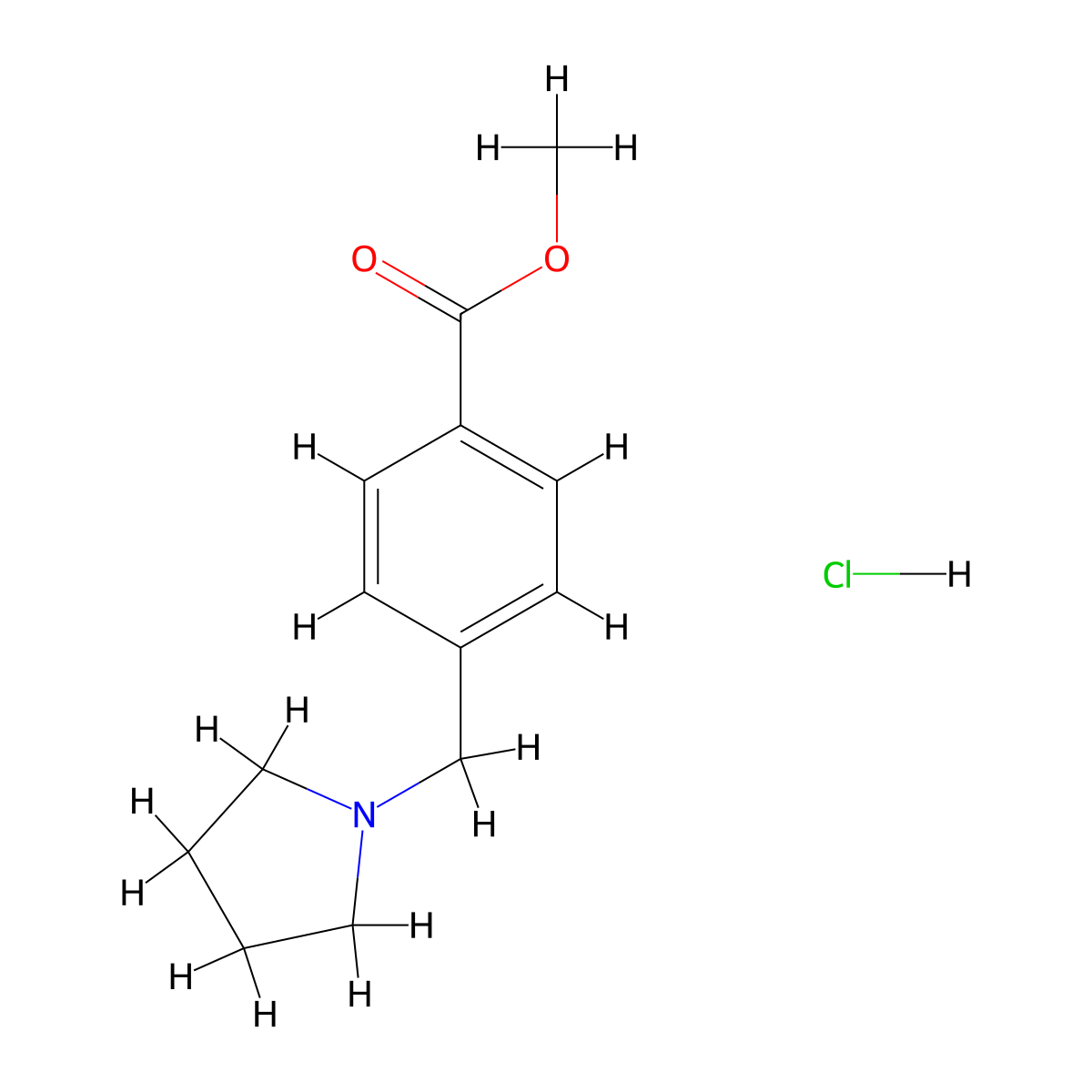 Methyl 4-[(pyrrolidin-1-yl)methyl]benzoate hydrochloride molecular structure, CAS 742085-12-7