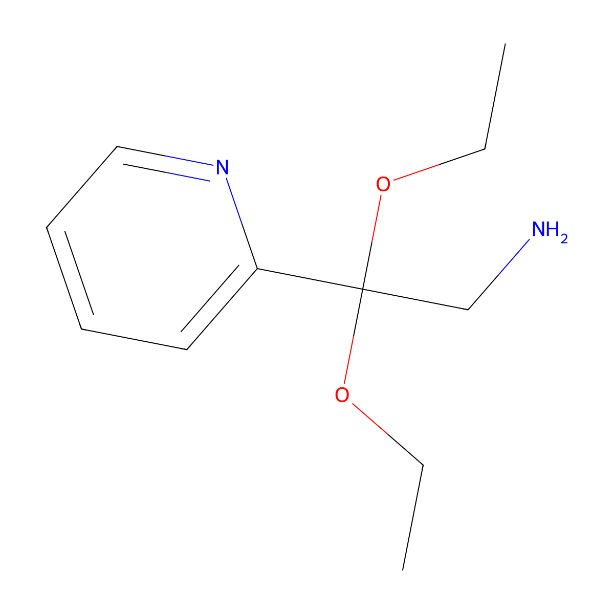2,2-Diethoxy-2-(pyridin-2-yl)ethan-1-amine molecular structure, CAS 74209-42-0