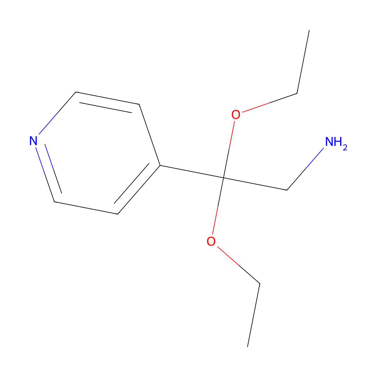 2,2-Diethoxy-2-pyridin-4-ylethanamine molecular structure, CAS 74209-44-2