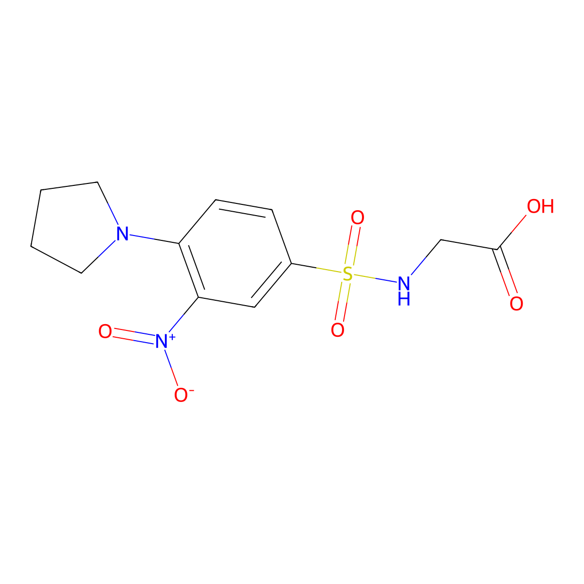2-[3-Nitro-4-(pyrrolidin-1-yl)benzenesulfonamido]acetic acid molecular structure, CAS 742094-60-6