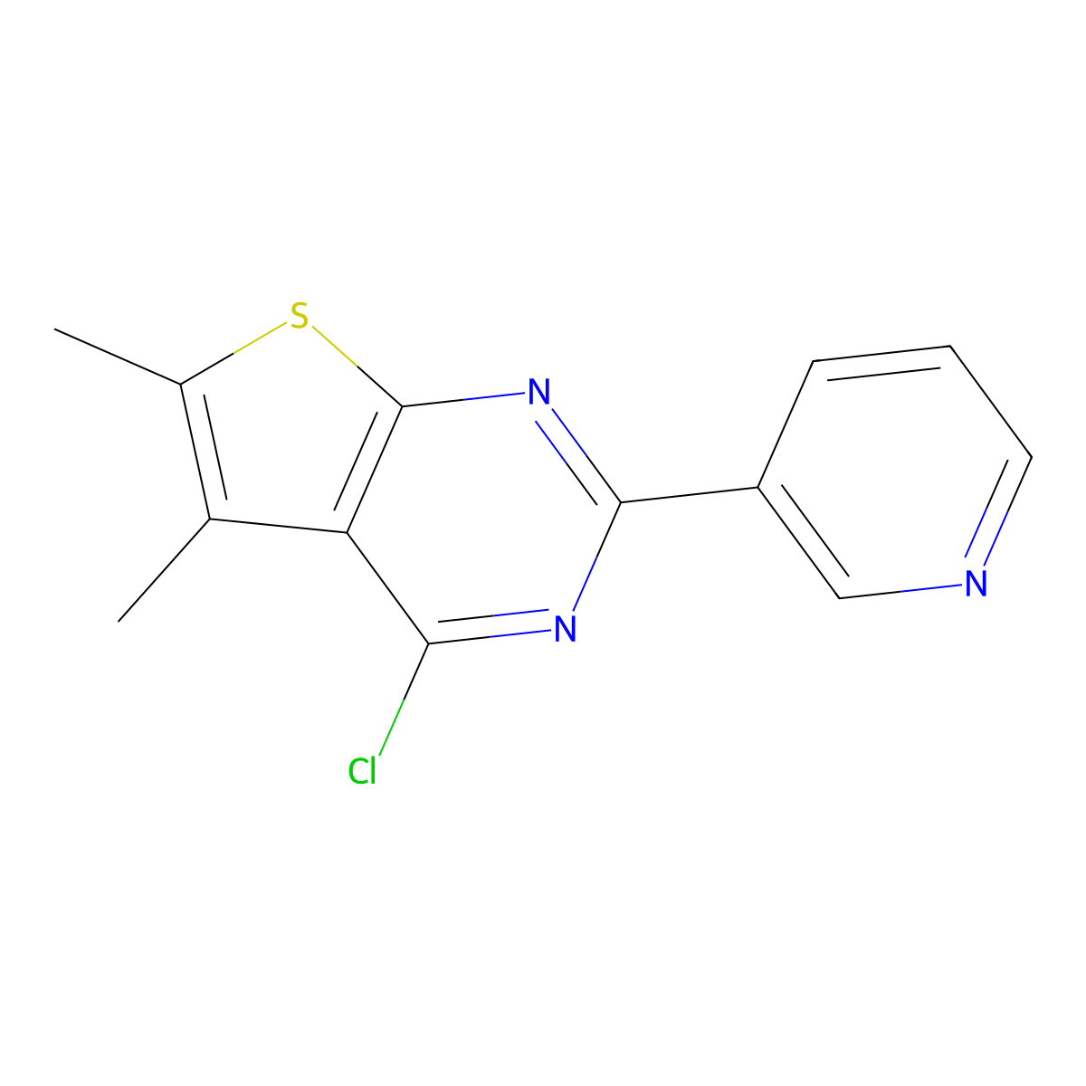 3-{4-Chloro-5,6-dimethylthieno[2,3-d]pyrimidin-2-yl}pyridine molecular structure, CAS 742094-64-0