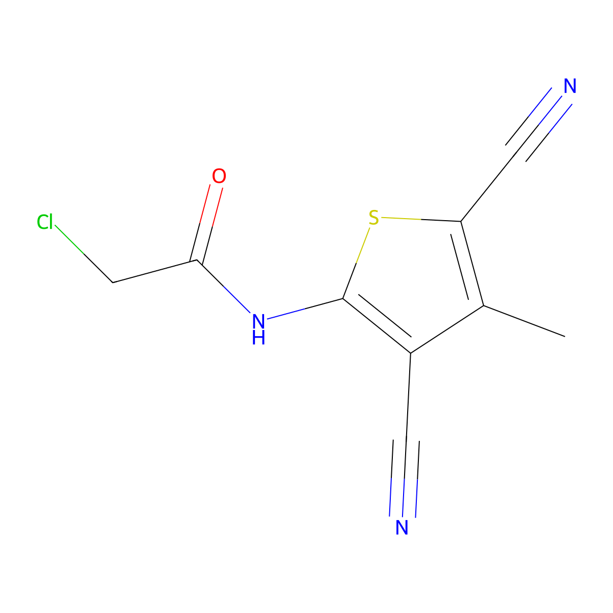 2-chloro-N-(3,5-dicyano-4-methylthiophen-2-yl)acetamide molecular structure, CAS 742094-70-8