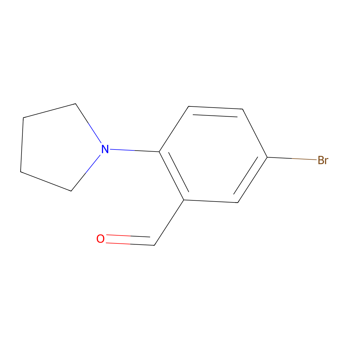 5-Bromo-2-(pyrrolidin-1-yl)benzaldehyde molecular structure, CAS 742099-40-7