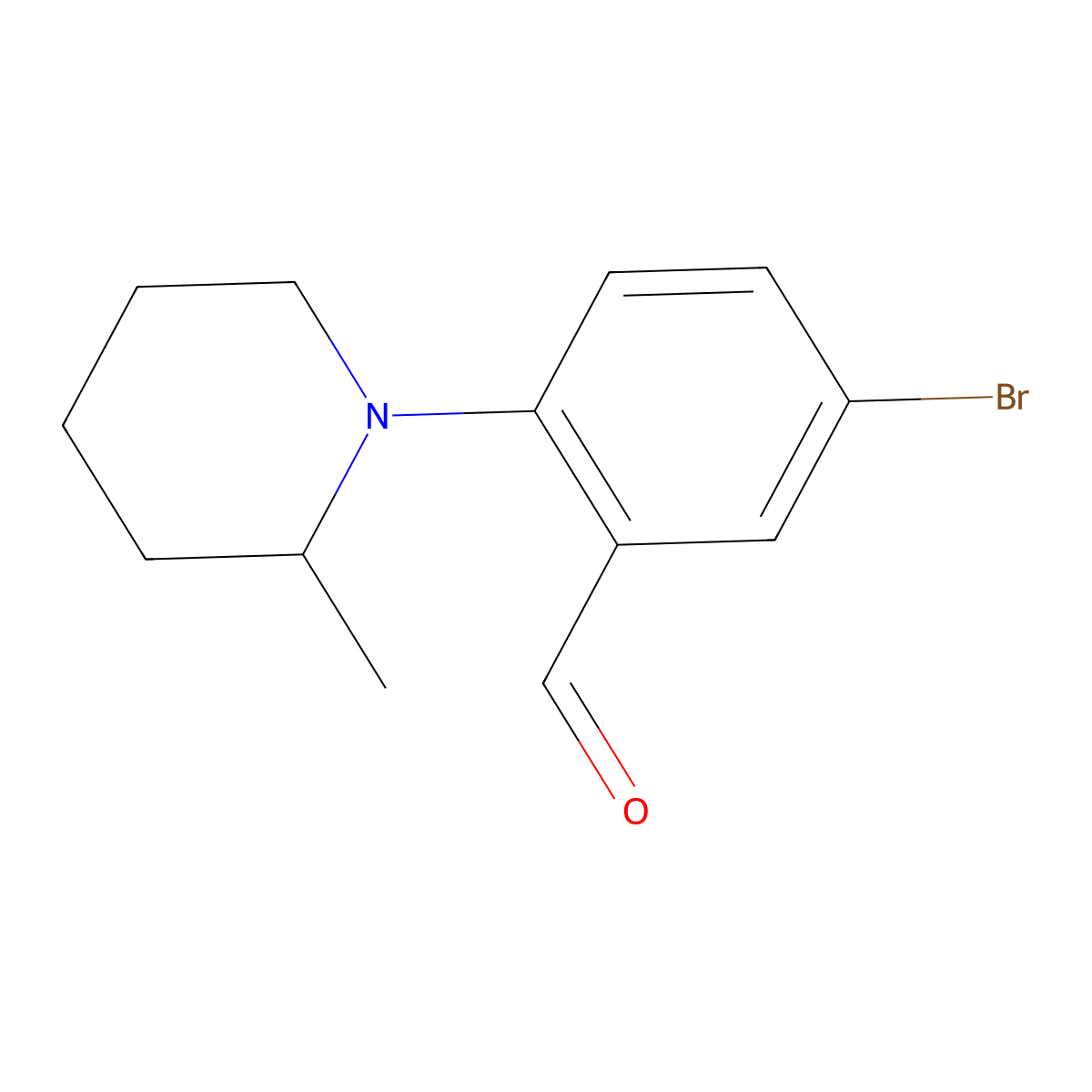 5-Bromo-2-(2-methylpiperidin-1-YL)benzaldehyde molecular structure, CAS 742099-82-7