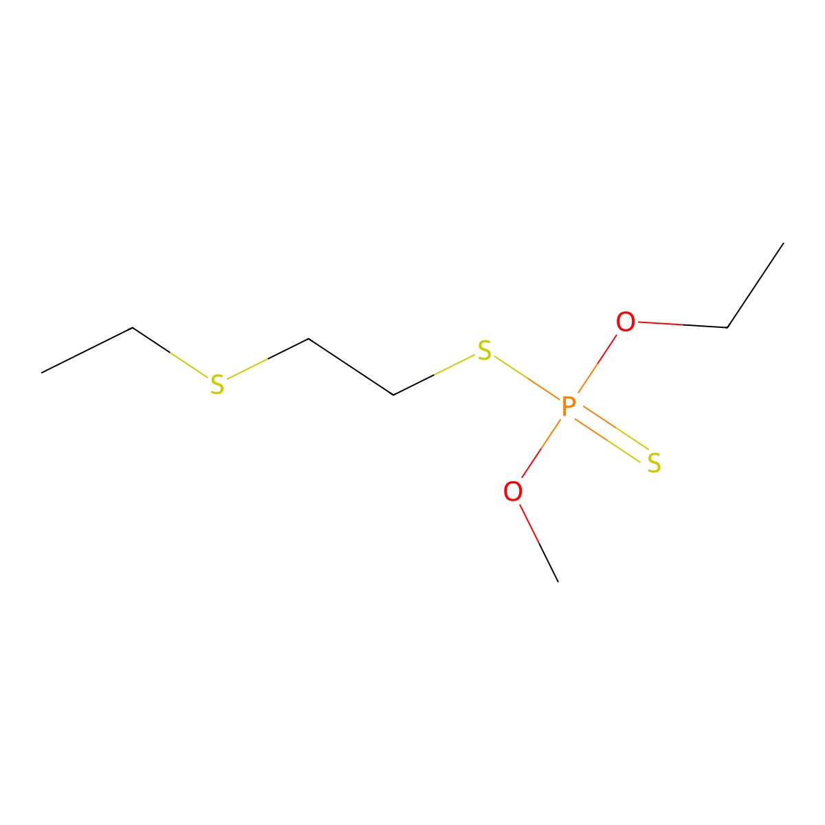 O-Ethyl S-(2-(ethylthio)ethyl) O-methyl phosphorodithioate molecular structure, CAS 7421-50-3