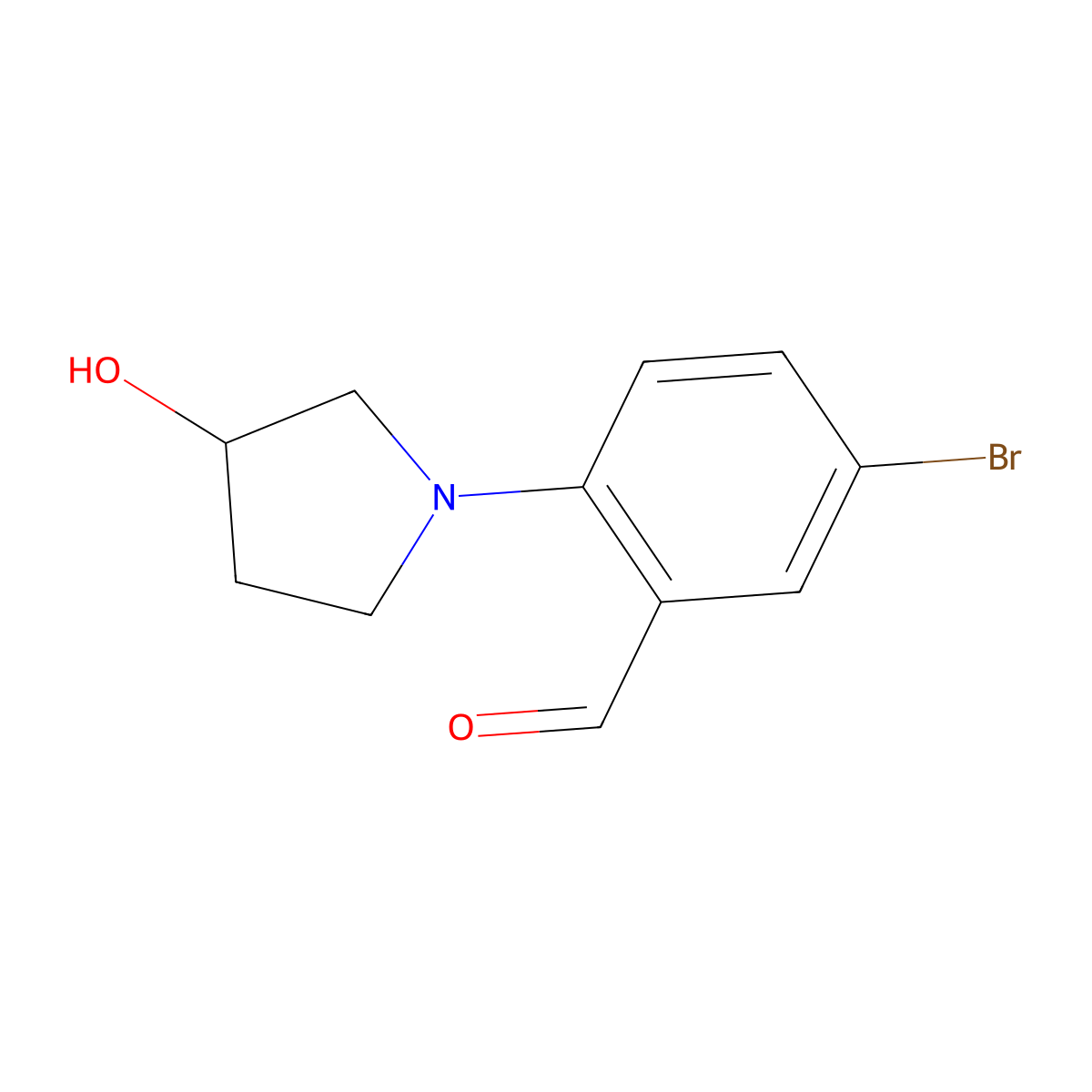 5-Bromo-2-(3-hydroxypyrrolidin-1-yl)benzaldehyde molecular structure, CAS 742100-01-2