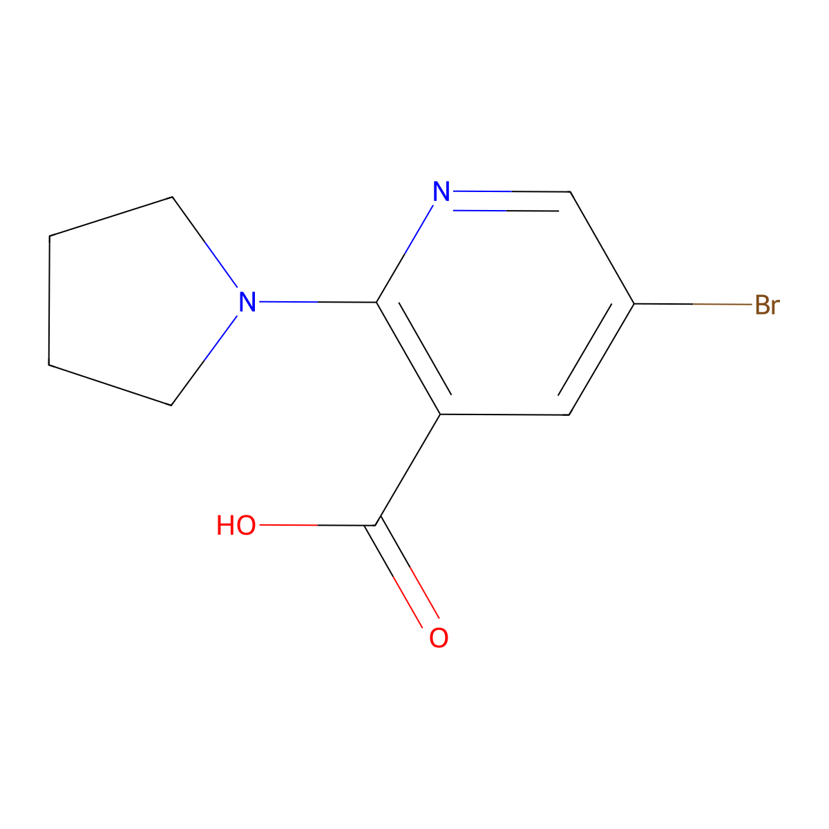 5-Bromo-2-pyrrolidin-1-ylnicotinic acid molecular structure, CAS 742100-67-0