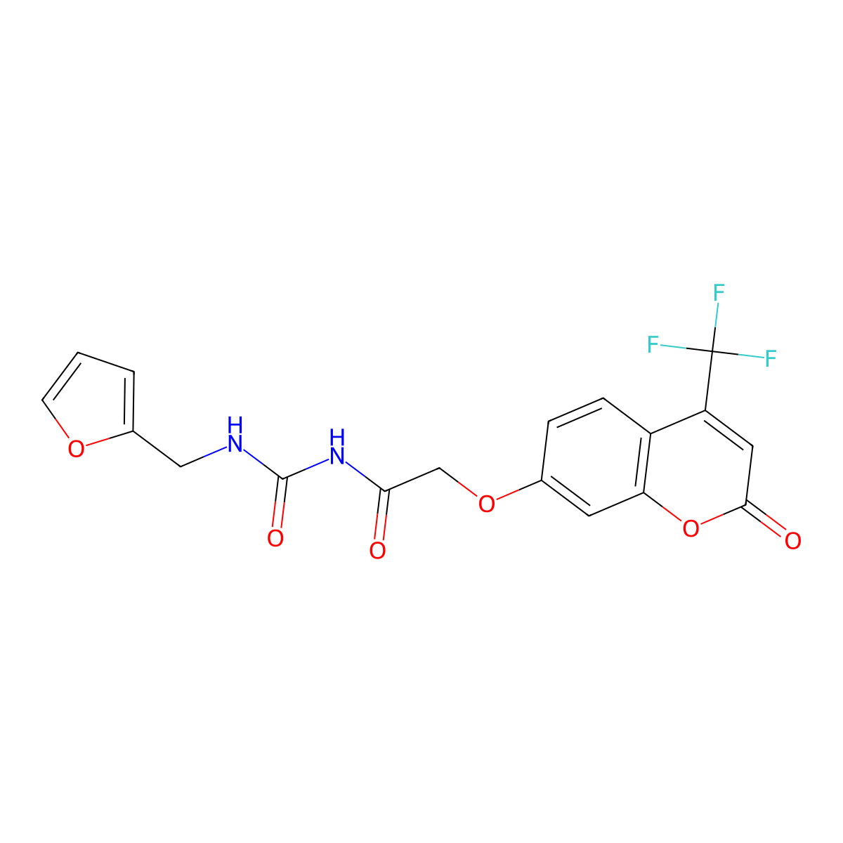 N-((furan-2-ylmethyl)carbamoyl)-2-((2-oxo-4-(trifluoromethyl)-2H-chromen-7-yl)oxy)acetamide molecular structure, CAS 742110-84-5