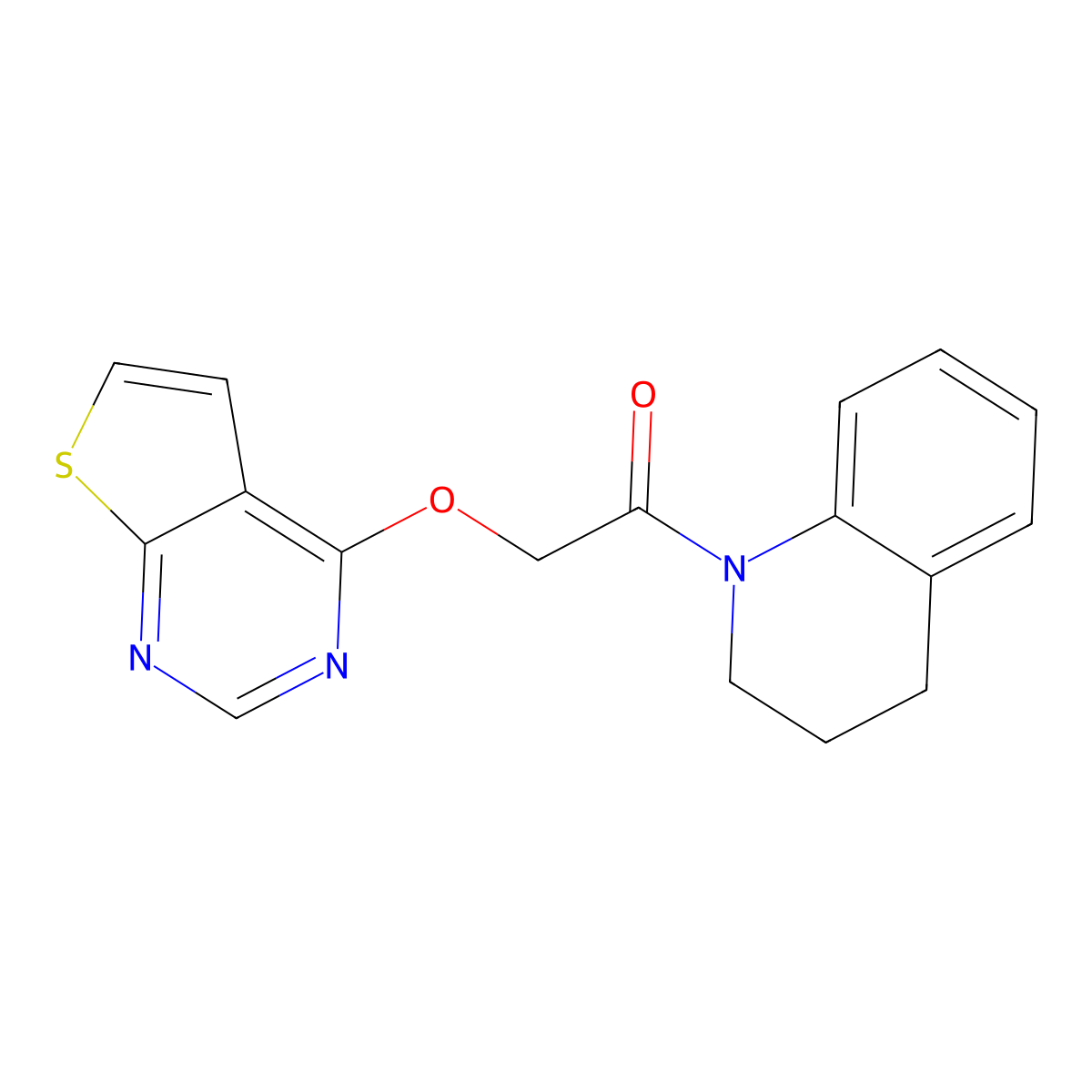 1-(3,4-Dihydroquinolin-1(2H)-yl)-2-(thieno[2,3-d]pyrimidin-4-yloxy)ethan-1-one molecular structure, CAS 742113-71-9