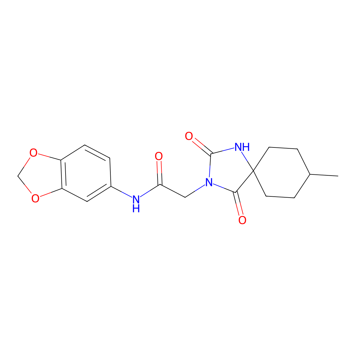 N-(2H-1,3-benzodioxol-5-yl)-2-{8-methyl-2,4-dioxo-1,3-diazaspiro[4.5]decan-3-yl}acetamide molecular structure, CAS 742113-76-4