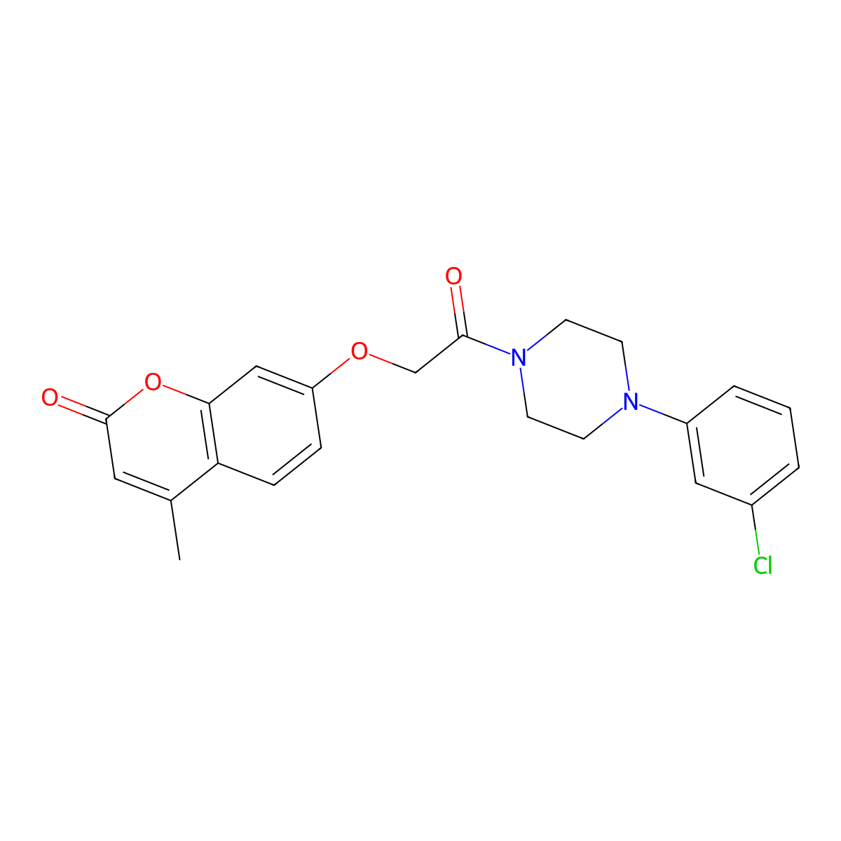 7-[2-[4-(3-Chlorophenyl)piperazin-1-yl]-2-oxoethoxy]-4-methylchromen-2-one molecular structure, CAS 742116-89-8