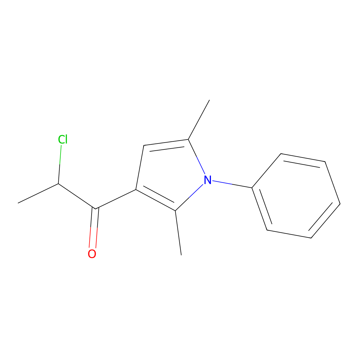 2-chloro-1-(2,5-dimethyl-1-phenyl-1H-pyrrol-3-yl)propan-1-one molecular structure, CAS 742118-86-1