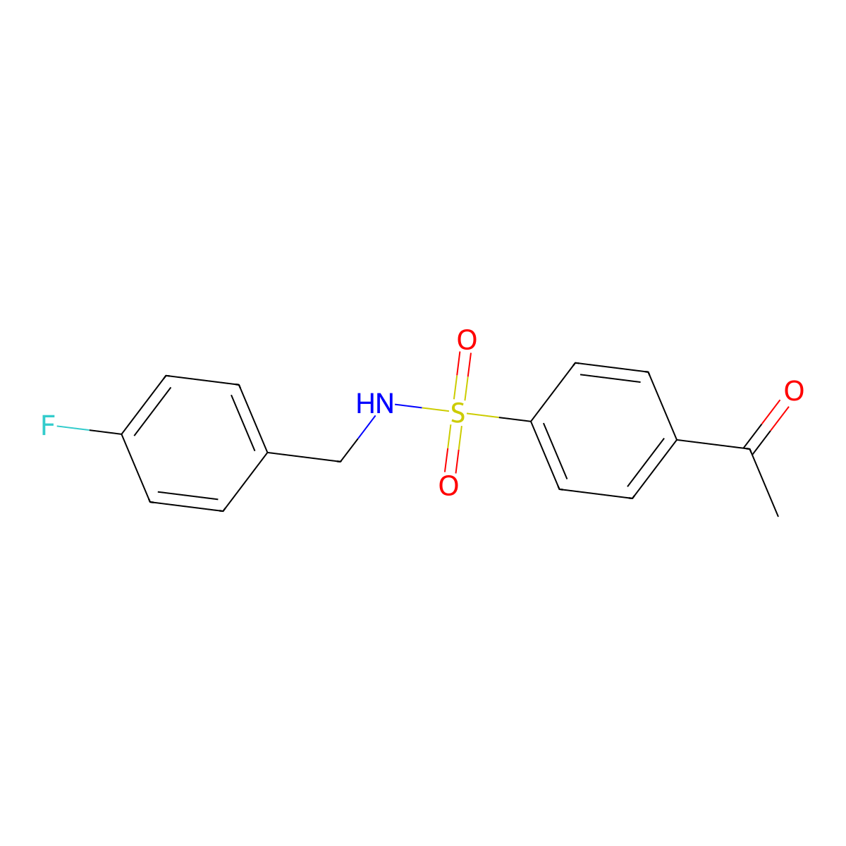 4-acetyl-N-(4-fluorobenzyl)benzenesulfonamide molecular structure, CAS 742118-95-2