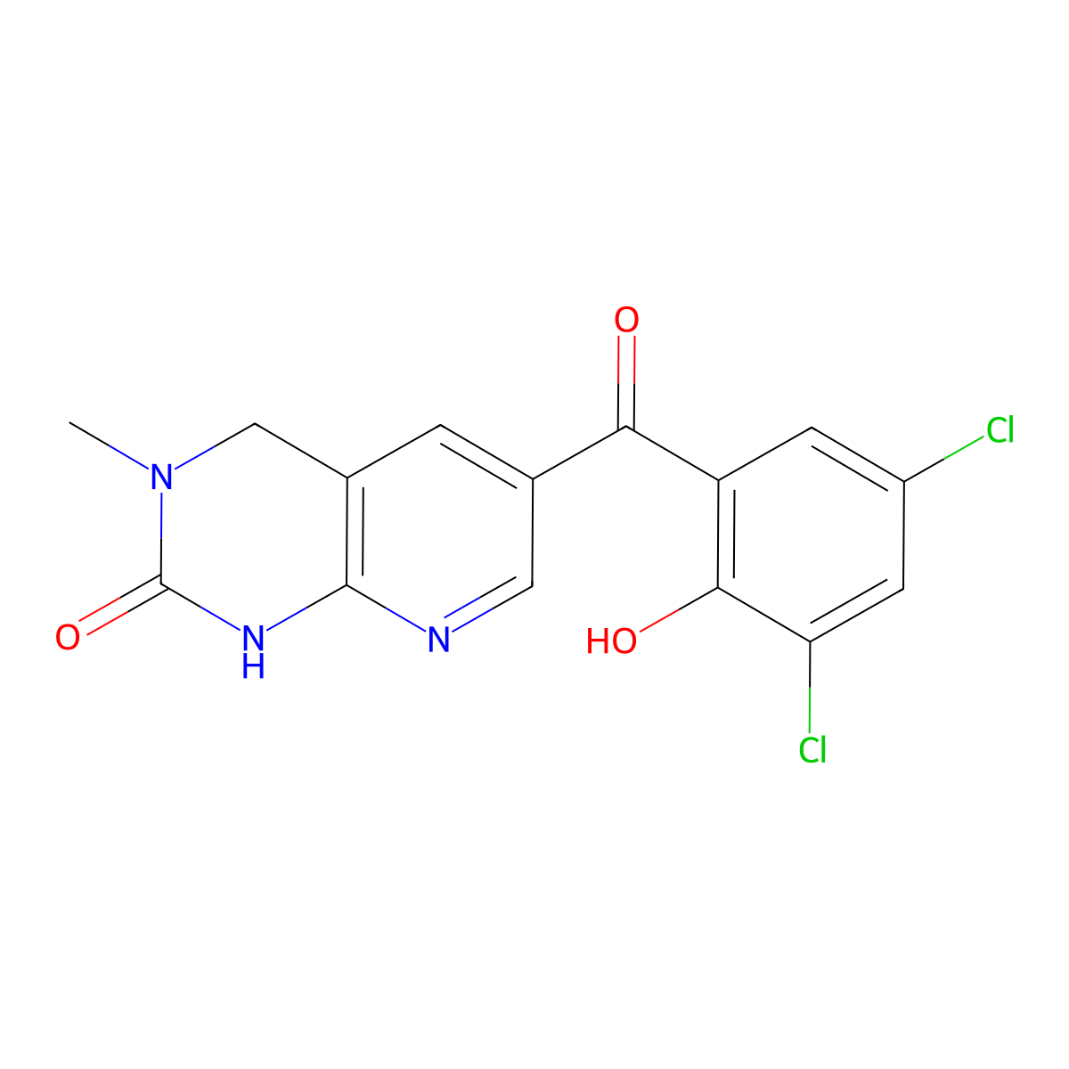 6-(3,5-dichloro-2-hydroxybenzoyl)-3-methyl-1H,2H,3H,4H-pyrido[2,3-d]pyrimidin-2-one molecular structure, CAS 742119-86-4