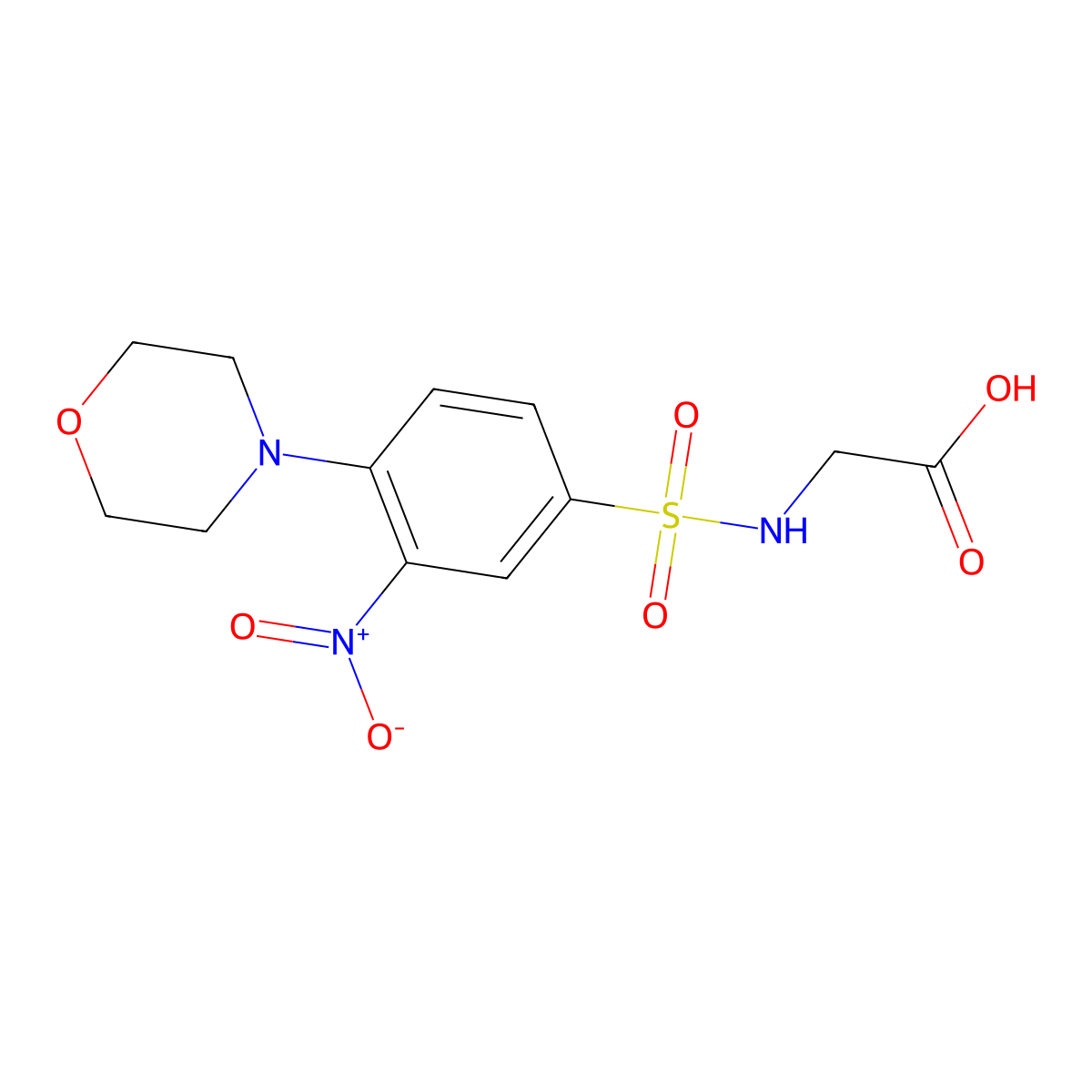 2-[4-(Morpholin-4-yl)-3-nitrobenzenesulfonamido]acetic acid molecular structure, CAS 742119-98-8