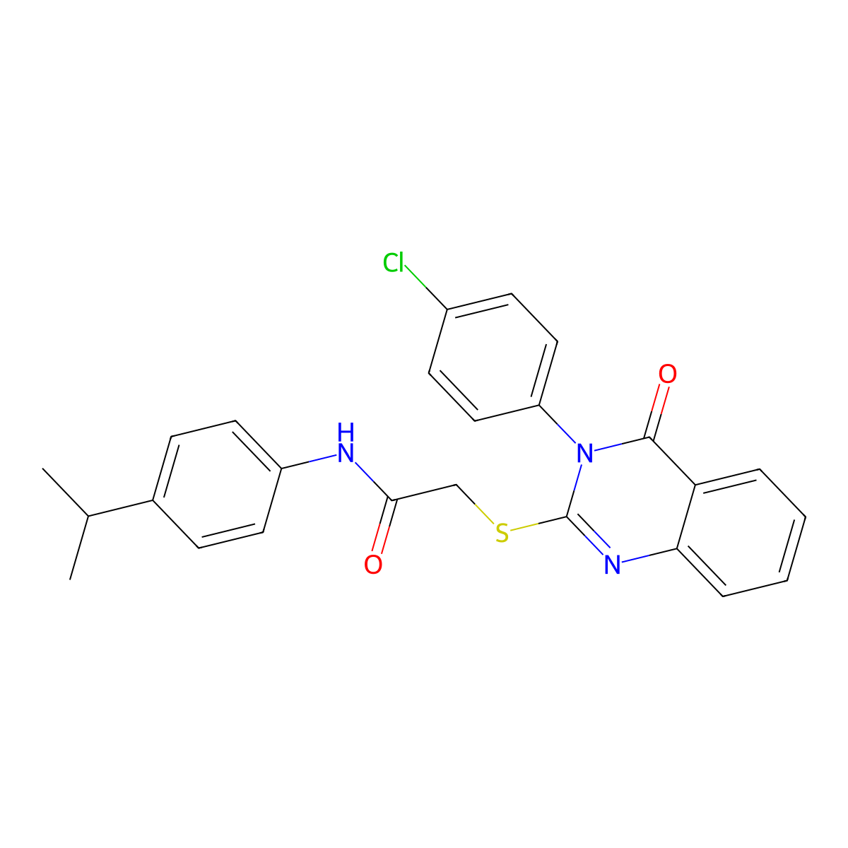 2-{[3-(4-chlorophenyl)-4-oxo-3,4-dihydroquinazolin-2-yl]sulfanyl}-N-[4-(propan-2-yl)phenyl]acetamide molecular structure, CAS 742120-24-7