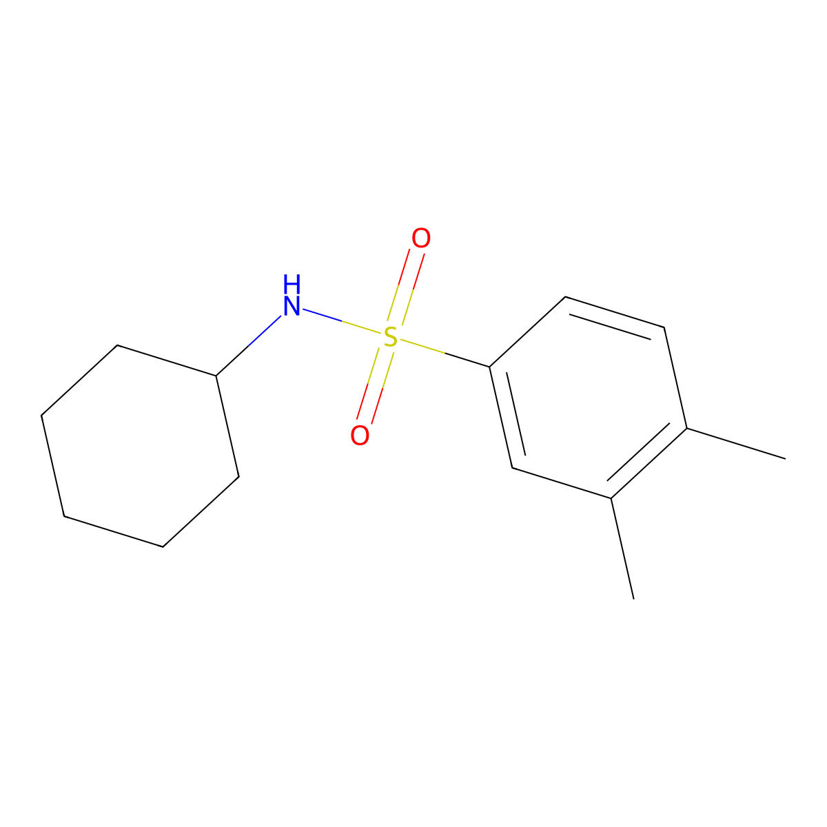 N-cyclohexyl-3,4-dimethylbenzenesulfonamide molecular structure, CAS 742120-36-1