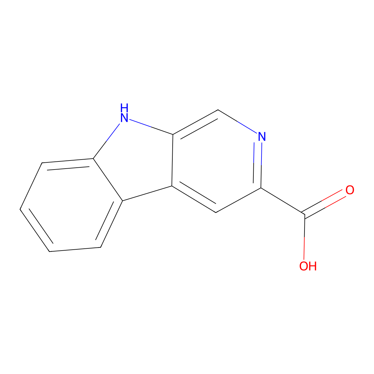9H-Pyrido(3,4-b)indole-3-carboxylic acid molecular structure, CAS 74214-63-4