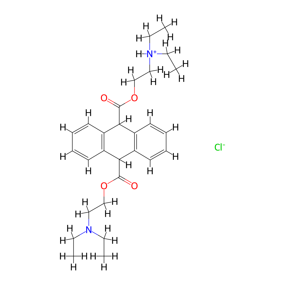 9,10-Anthracenedicarboxylic acid, 9,10-dihydro-, bis(2-(diethylamino)ethyl) ester, hydrochloride molecular structure, CAS 74220-03-4