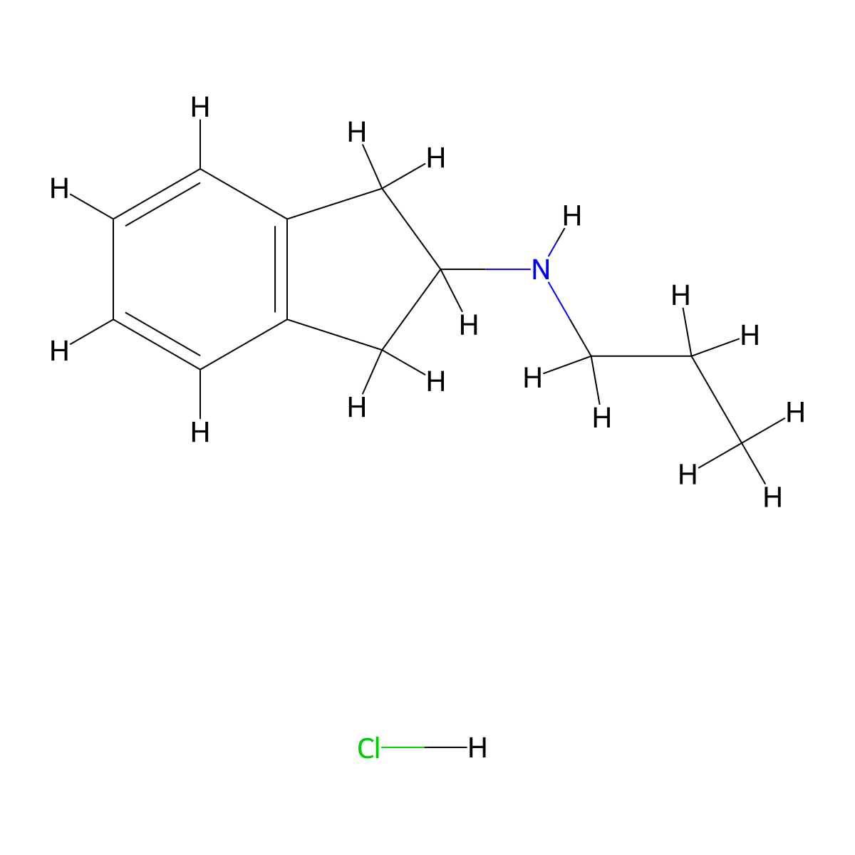 N-propyl-2,3-dihydro-1H-inden-2-amine hydrochloride molecular structure, CAS 74220-93-2