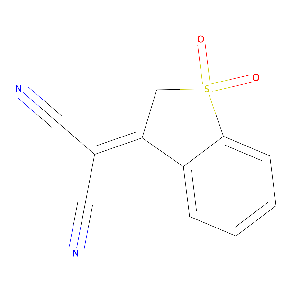 2-(1,1-Dioxo-1-benzothiophen-3-ylidene)propanedinitrile molecular structure, CAS 74228-25-4