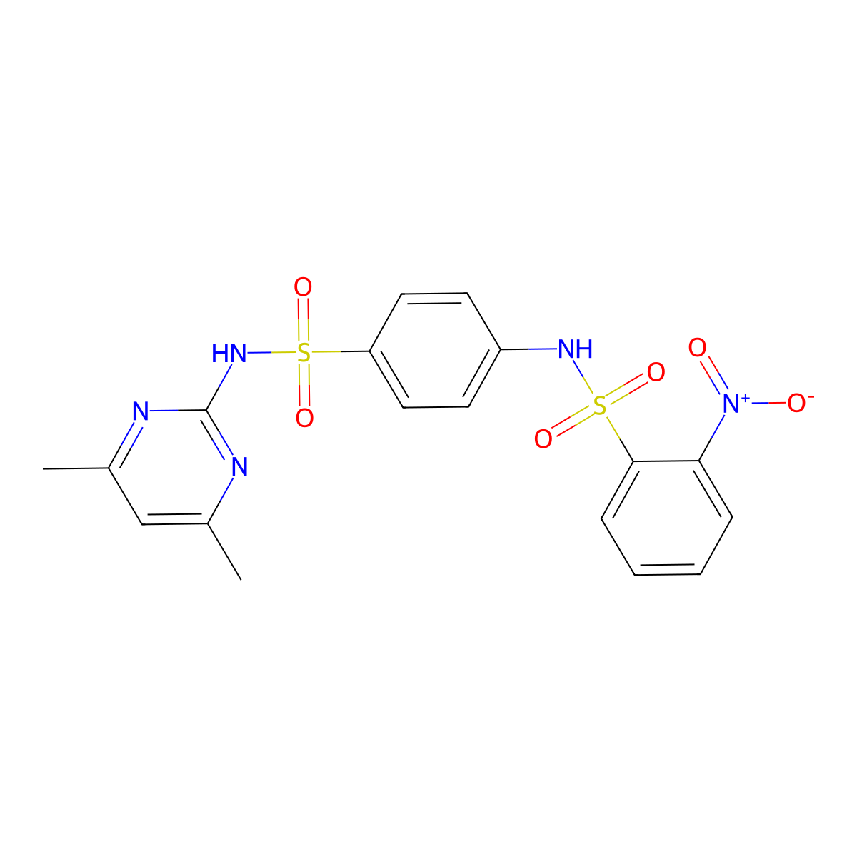 N-[4-[(4,6-dimethylpyrimidin-2-yl)sulfamoyl]phenyl]-2-nitrobenzenesulfonamide molecular structure, CAS 74240-40-7