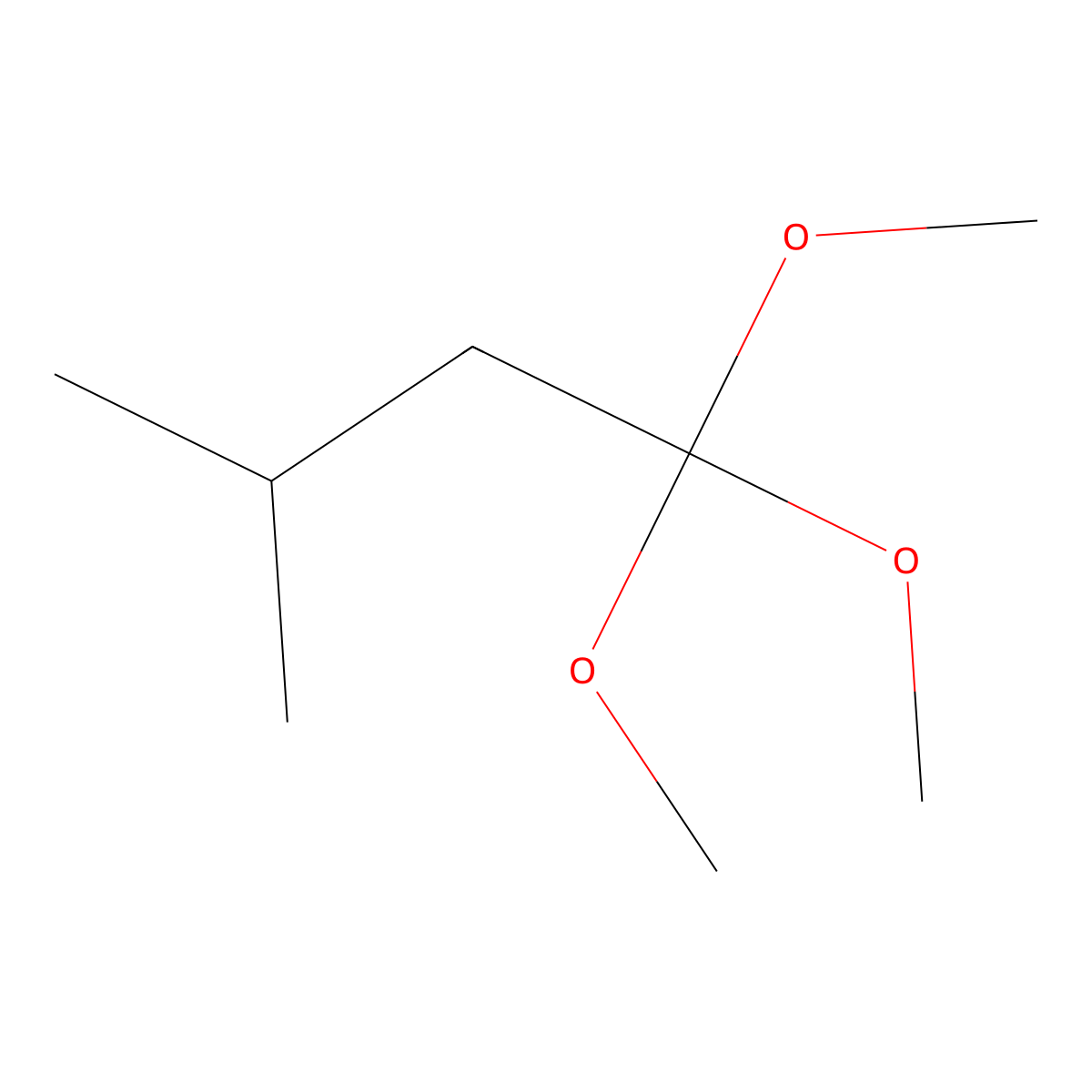 1,1,1-Trimethoxy-3-methylbutane molecular structure, CAS 74252-65-6