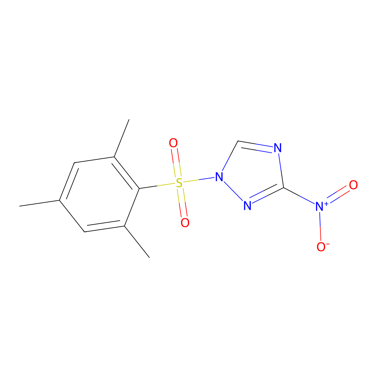 3-Nitro-1-(2,4,6-trimethylbenzene-1-sulfonyl)-1H-1,2,4-triazole molecular structure, CAS 74257-00-4
