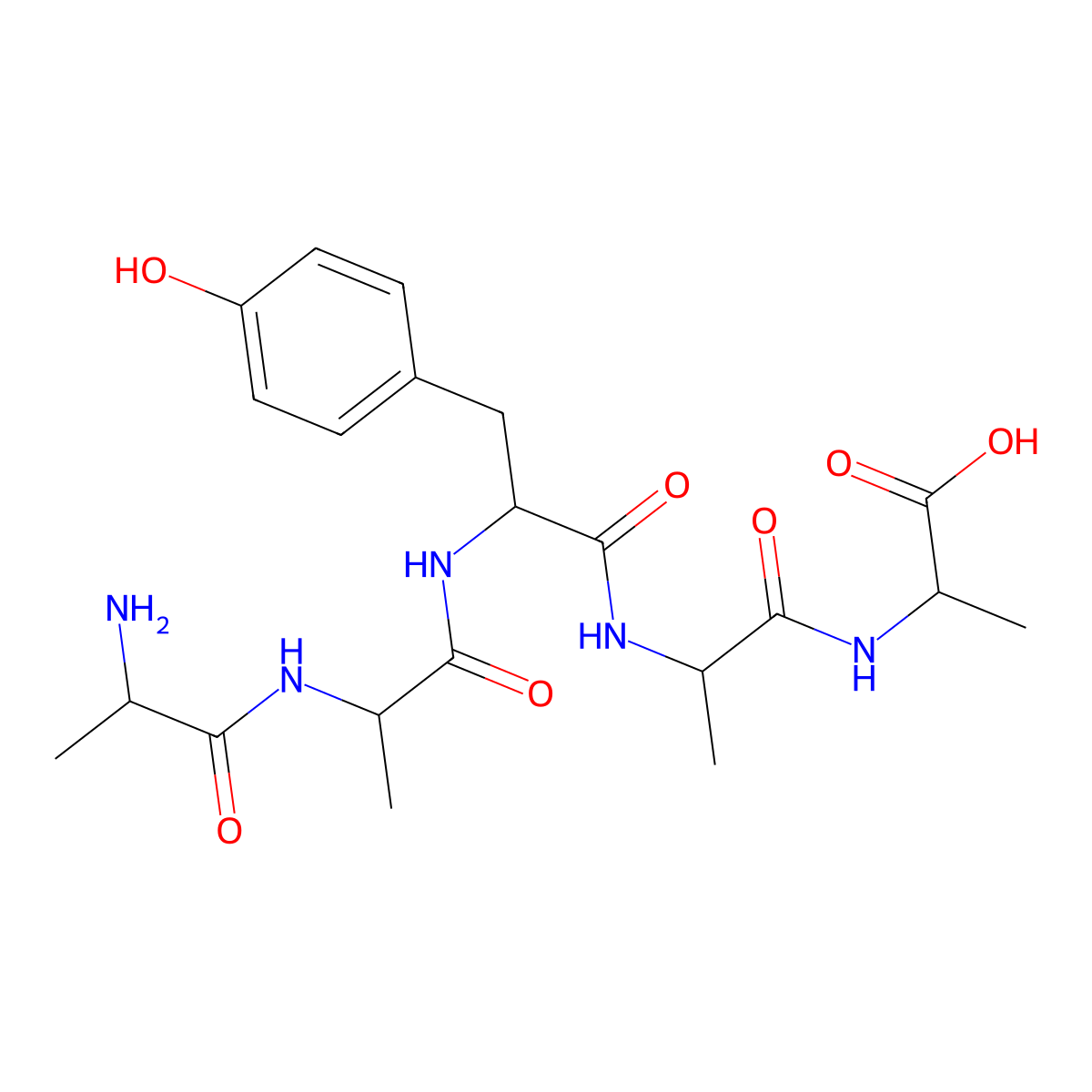 H-Ala-Ala-Tyr-Ala-Ala-OH molecular structure, CAS 74261-52-2