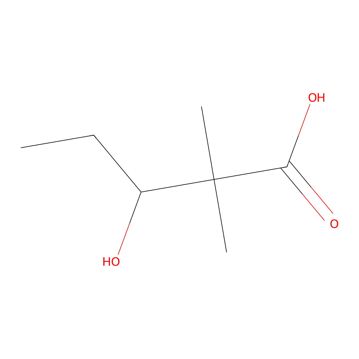3-Hydroxy-2,2-dimethylpentanoic acid molecular structure, CAS 74266-29-8